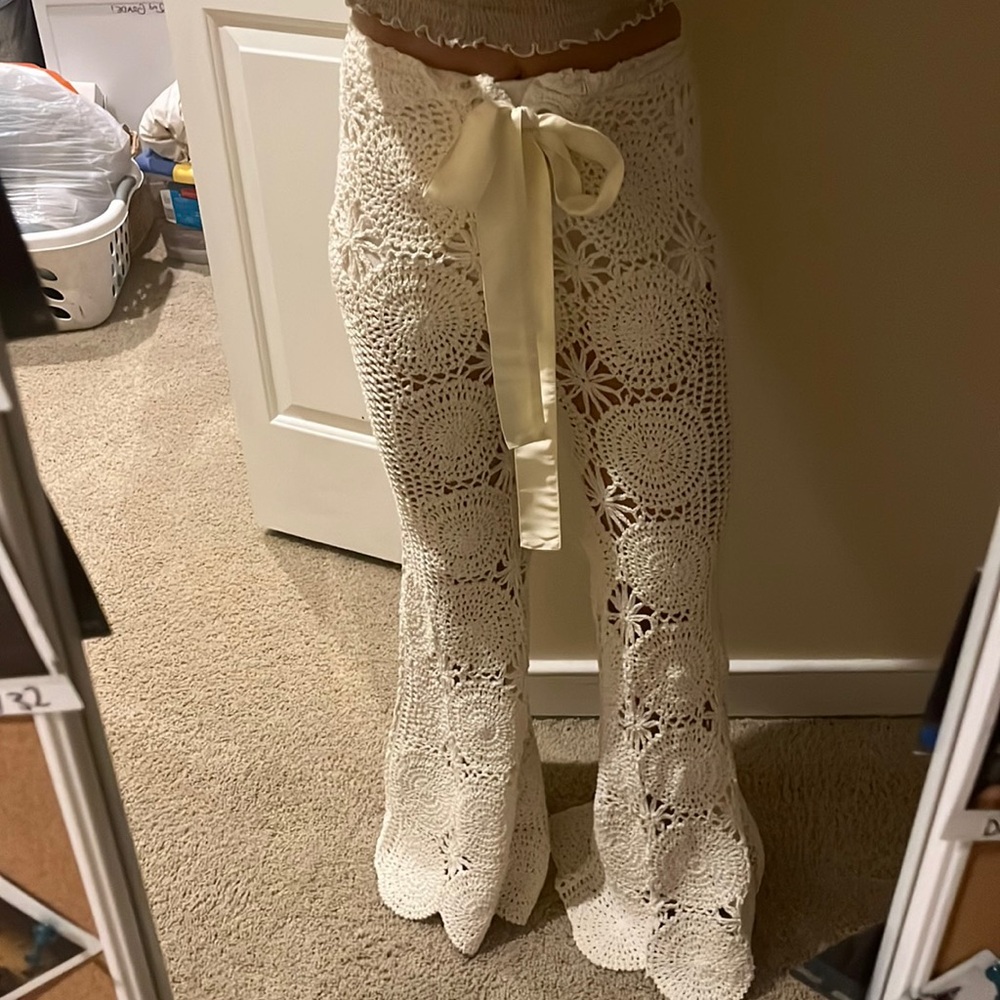 Free People Crochet Bellbottom Pants, size XS